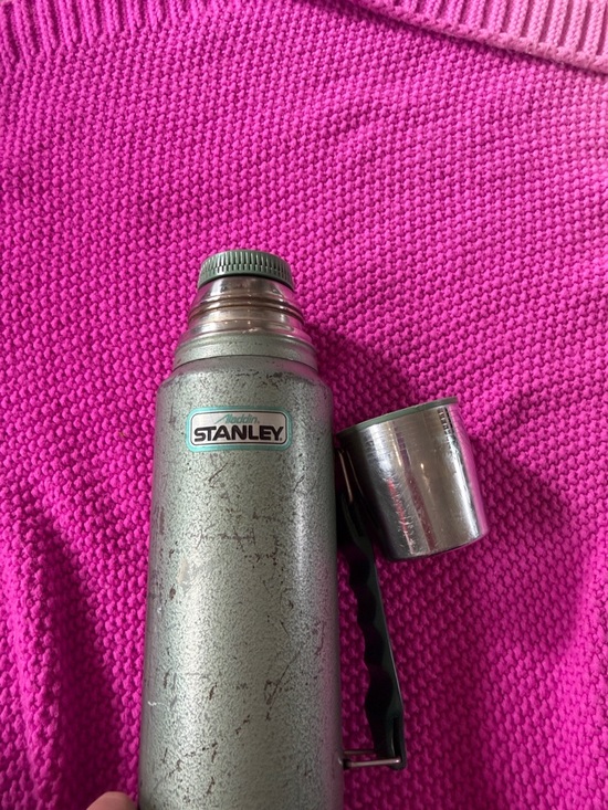 VINTAGE Stanley Aladdin Thermos Us-Made A-944dh Green Metal 1 quart USED - Picture 6 of 6